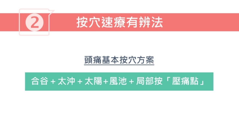 按穴位止頭痛方法（圖片獲註冊中醫(yī)師林家揚授權(quán)轉(zhuǎn)載）