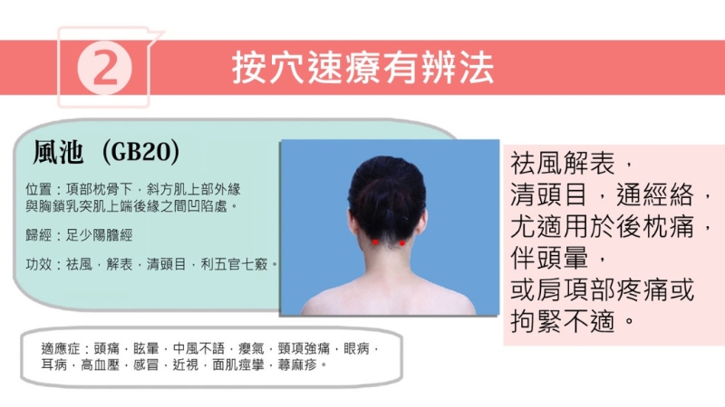 按穴位止頭痛方法（圖片獲註冊中醫(yī)師林家揚授權(quán)轉(zhuǎn)載）