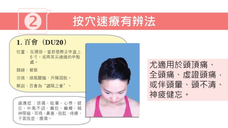 按穴位止頭痛方法（圖片獲註冊中醫(yī)師林家揚授權(quán)轉(zhuǎn)載）
