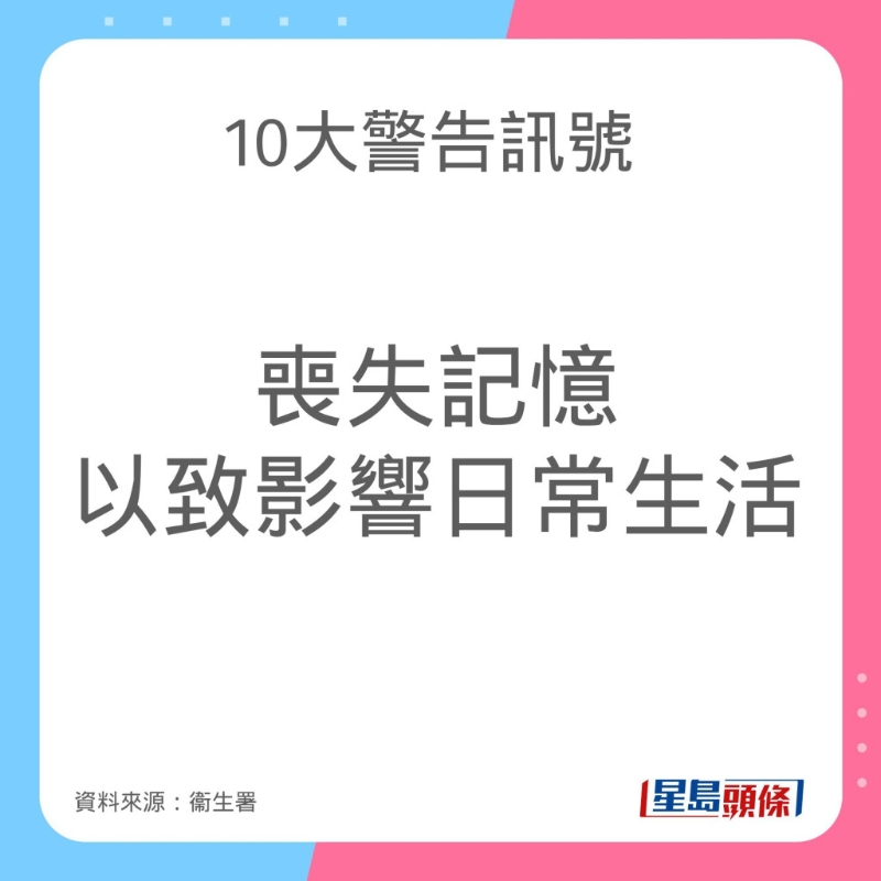 認(rèn)知障礙癥（腦退化癥）10大警告訊號(hào)