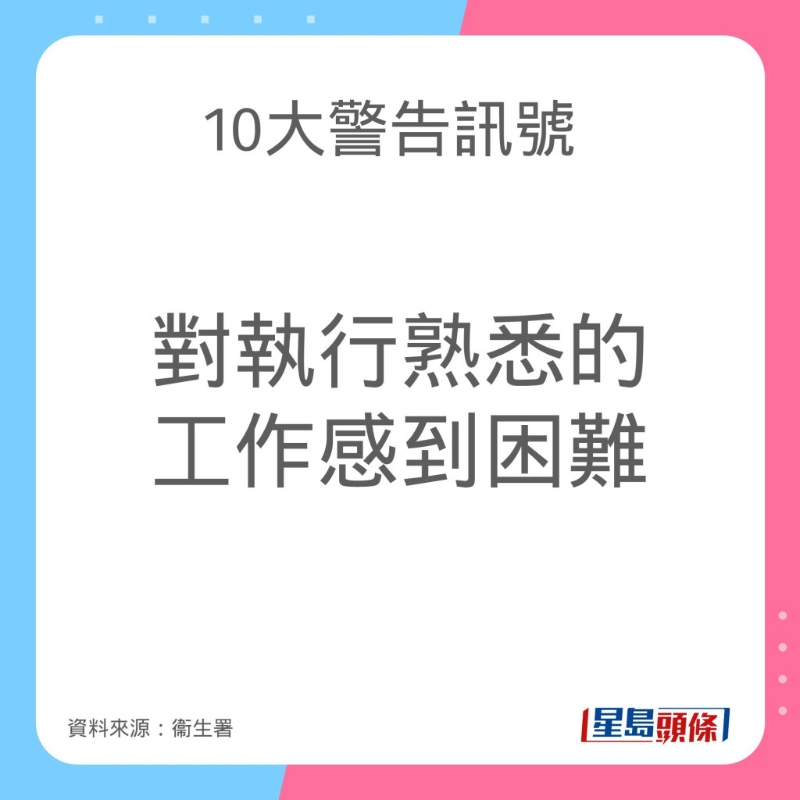 認(rèn)知障礙癥（腦退化癥）10大警告訊號(hào)