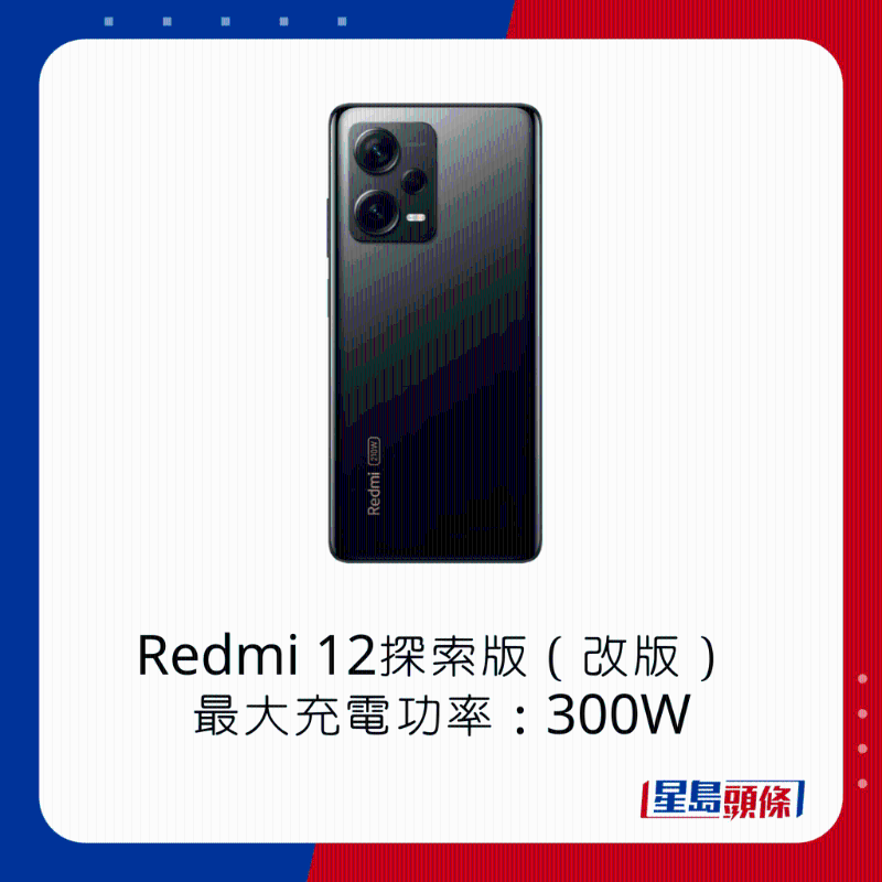 Redmi 12探索版（改版）最大充電功率300W。