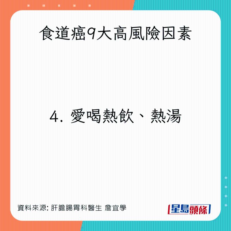 食道癌9大高風險因素：愛喝熱飲、熱湯