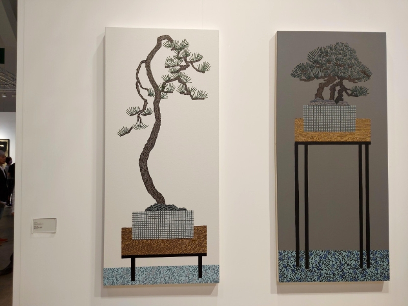 美國藝術(shù)家Jonas Wood充滿大自然氣息的作品《盆景#1， 盆景#2》。