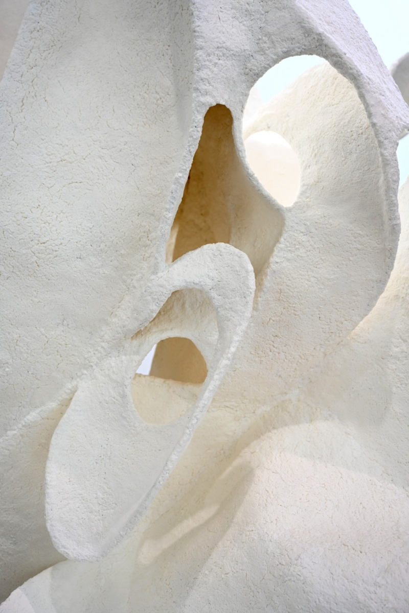 《Art Central 2023》霍云《當(dāng)記憶蛻變成你想象中的模樣》（P3），用了生活上的紙，將其本身屬性打碎后，再重新建構(gòu)新的形體