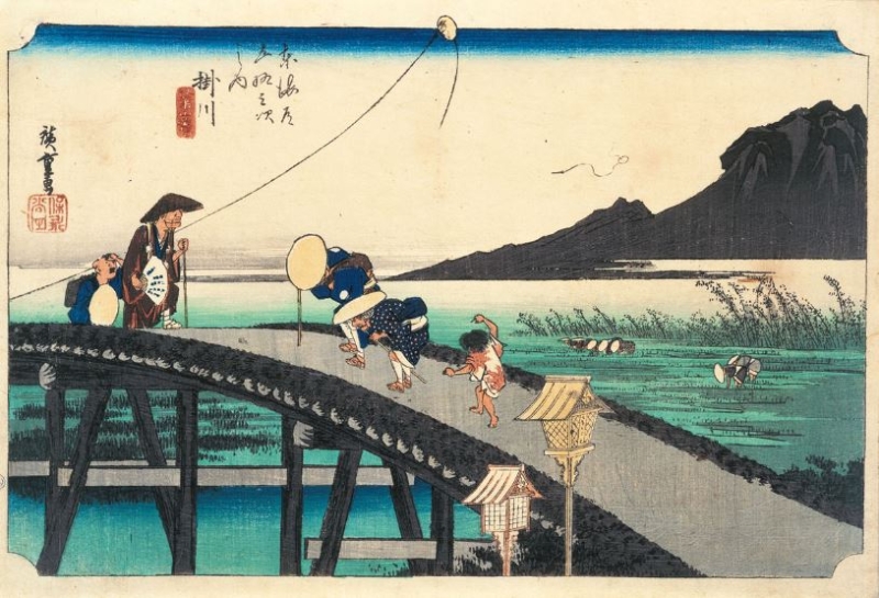 日本浮世繪｜歌川廣重大叔圖譜：《東海道五拾三次之內(nèi) 掛川 秋葉山遠(yuǎn)望》