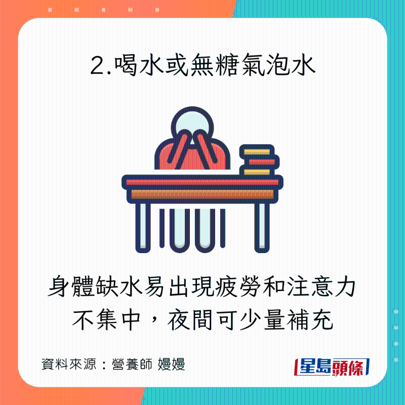 健康提神飲食：喝水或無糖氣泡水