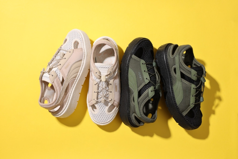 涼鞋2023|用上高度吸震的Pro Form物料制作Platform Trace Lit涼鞋/各/$699/Puma，鞋面采用柔軟的潛水衣料透氣網(wǎng)面，配合彈性鞋帶，提高貼合度。