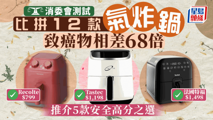消委會測試12款空氣炸鍋，致癌物相差68倍，推薦5款高分之選