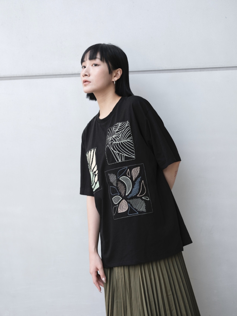 圖案靈感來自夏威夷棕櫚樹葉，采用拼貼混合刺繡及扭繩等多樣設(shè)計(jì)，豐富視效/$1，995/Atsuro Tayama。