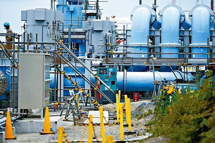 日本福島第一核電廠的核廢水排海設(shè)施。