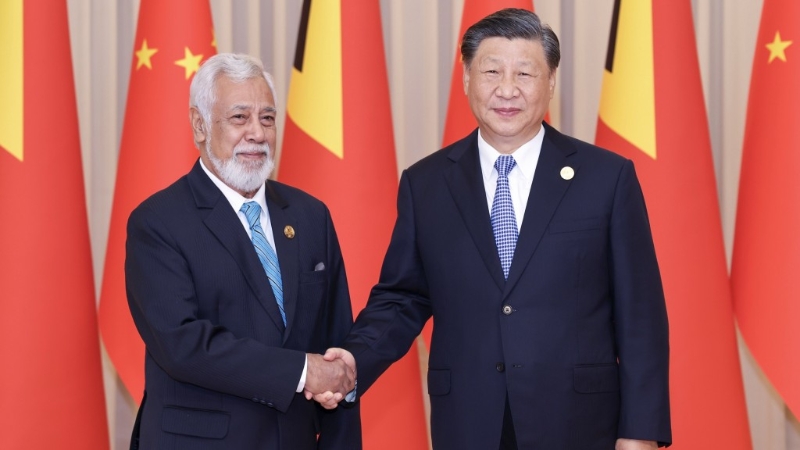 習近平在杭州西湖國賓館，會見來華出席杭州亞運開幕式的東帝汶總理夏納納。 新華社