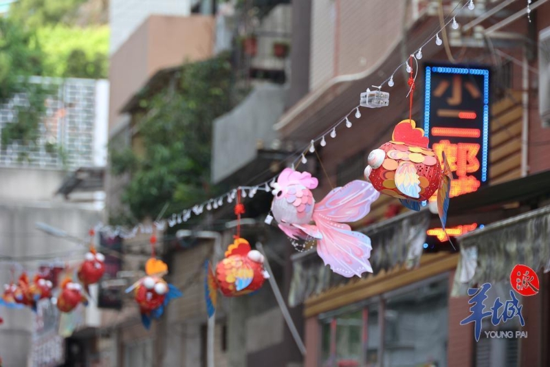 社區(qū)內(nèi)，大街小巷掛滿了色彩繽紛的魚燈