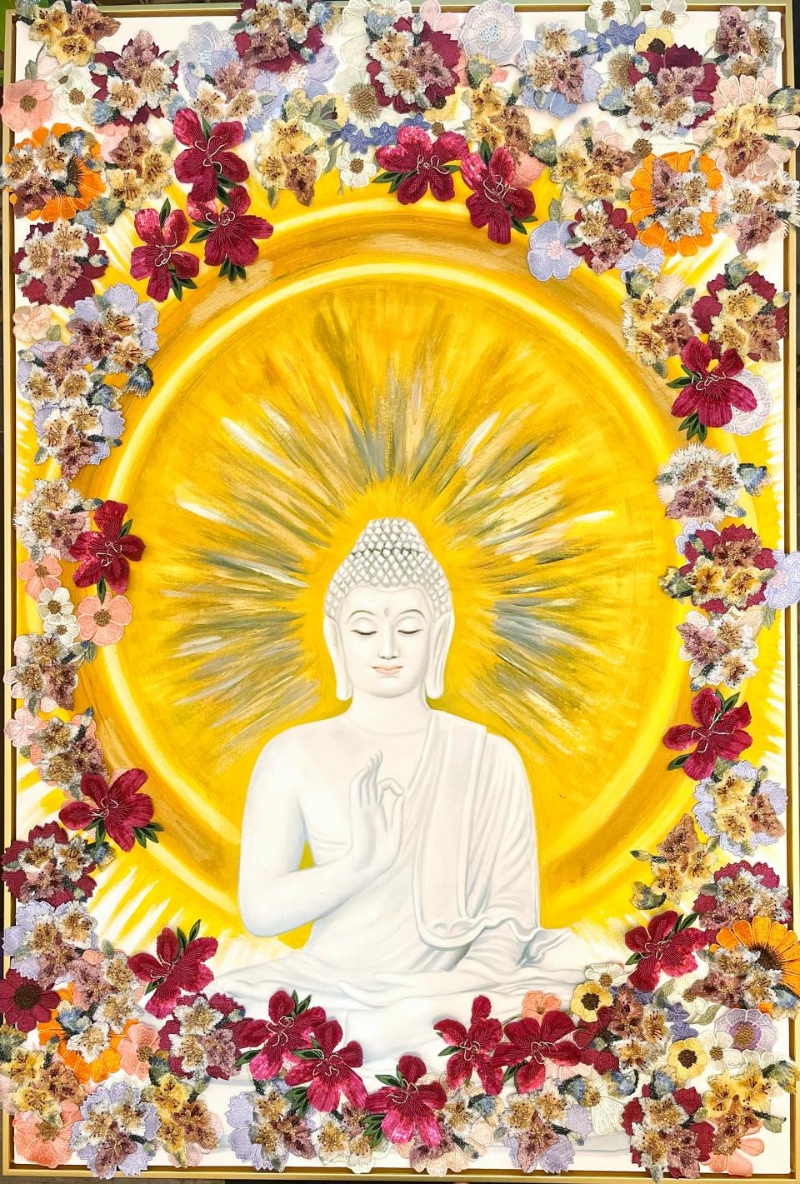 香港刺繡設(shè)計師Ada Pat作品《佛花無邊》