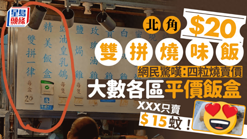 20港幣就能買到雙拼燒味飯