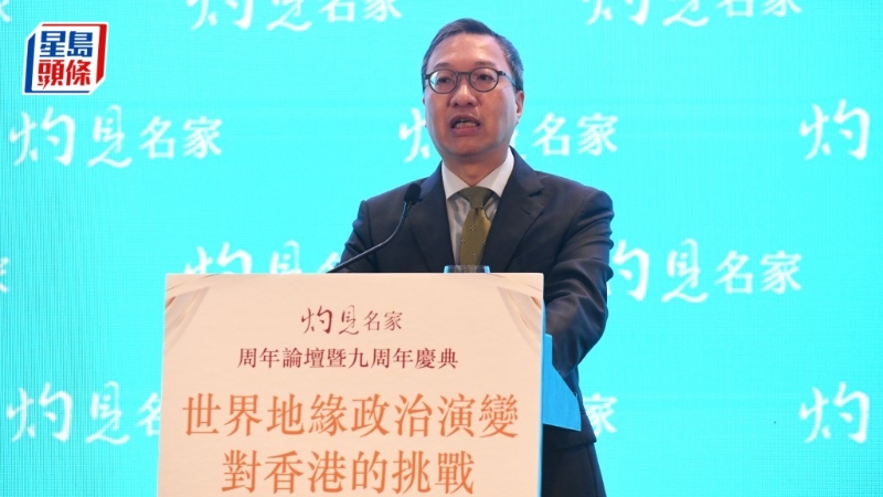 律政司司長林定國出席今日（27日）出席論壇時表示，有信心在明年完23條立法。 何健勇攝