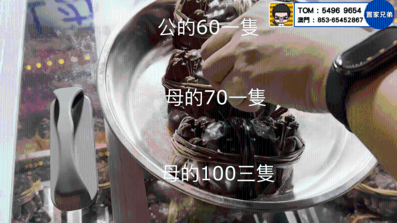 公大閘蟹￥60一只，母大閘蟹￥70一只、3只￥100 （圖片來(lái)源：Youtube@ CKBRO 置家兄弟）