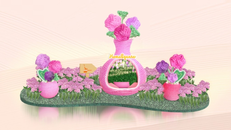 迎接新春之際，新城市廣場(chǎng)與HomeSquare聯(lián)手將民間藝術(shù)繩結(jié)轉(zhuǎn)化成春日裝置