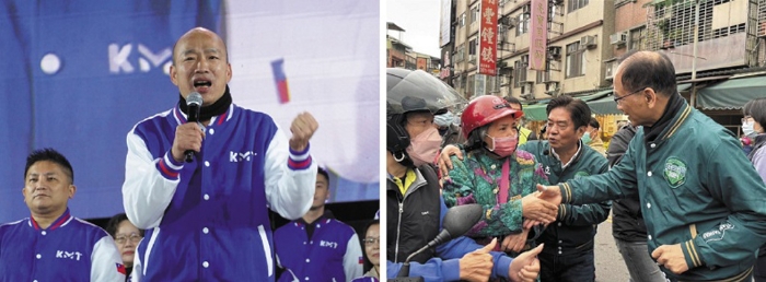 國(guó)民黨不分區(qū)“立委”候選人韓國(guó)瑜(左圖)、“立法院長(zhǎng)”游錫堃（右圖）。