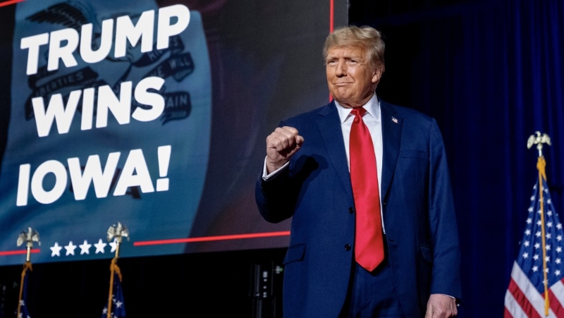 特朗普官司纏身但人氣爆燈，先拔頭籌贏得共和黨2024年總統(tǒng)選舉首場(chǎng)初選衣阿華州。 美聯(lián)社