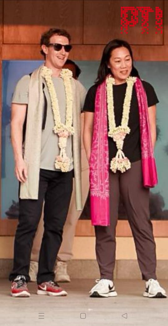 扎克伯格偕華裔妻子Priscilla Chan出席派對(duì)。X圖片