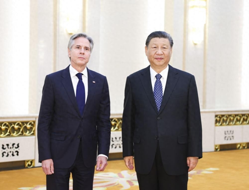 習(xí)近平在北京人民大會堂會見美國國務(wù)卿布林肯