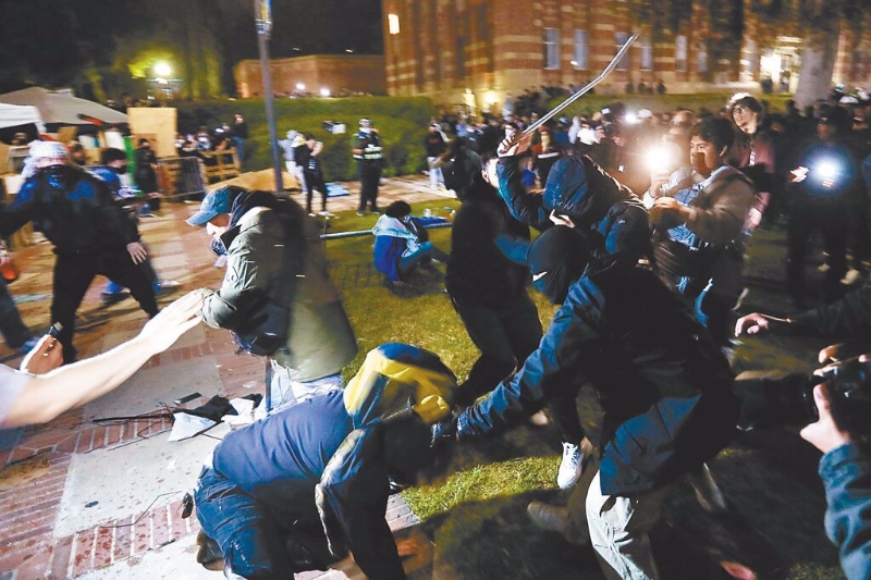 美加州大學(xué)洛杉磯分校反戰(zhàn)抗議活動(dòng)日前爆發(fā)沖突。