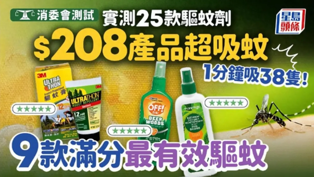 消委會測評25款驅(qū)蚊產(chǎn)品