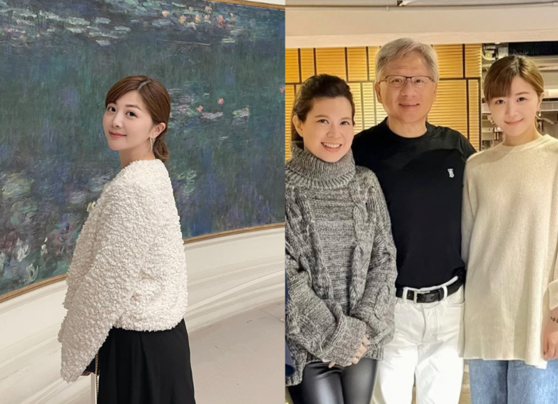 主播韓佩穎曬出與英偉達(dá)執(zhí)行長(zhǎng)黃仁勛的合影。翻攝自韓佩穎臉書