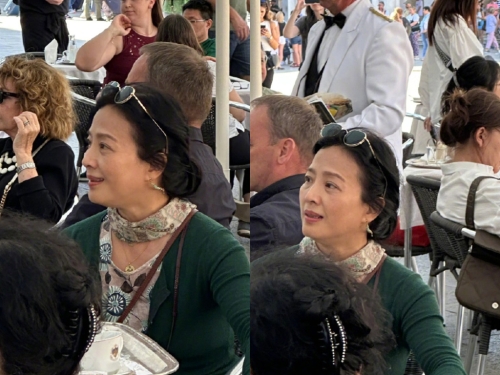 網(wǎng)友在歐洲巧遇劉亦菲媽媽。微博