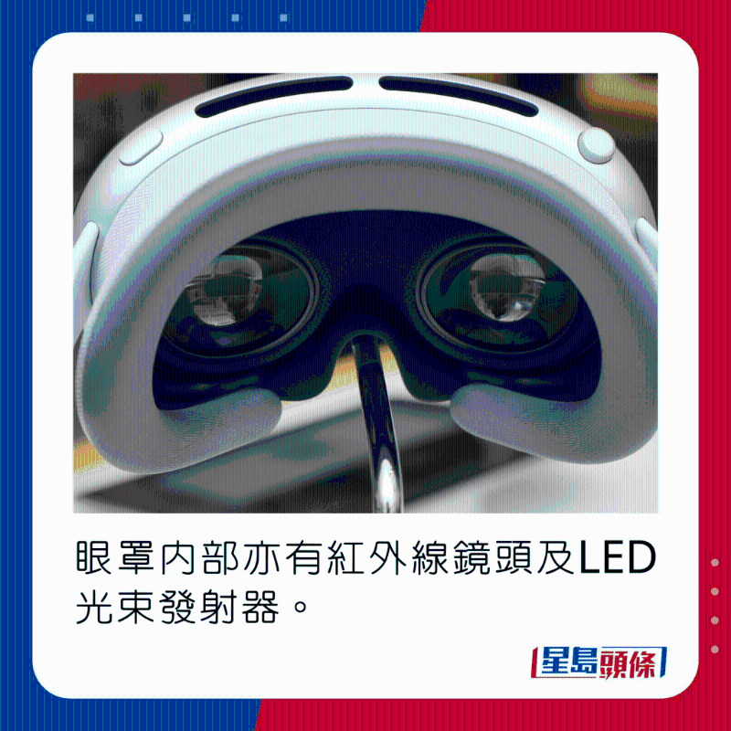眼罩內部亦有紅外線鏡頭及LED光束發(fā)射器。