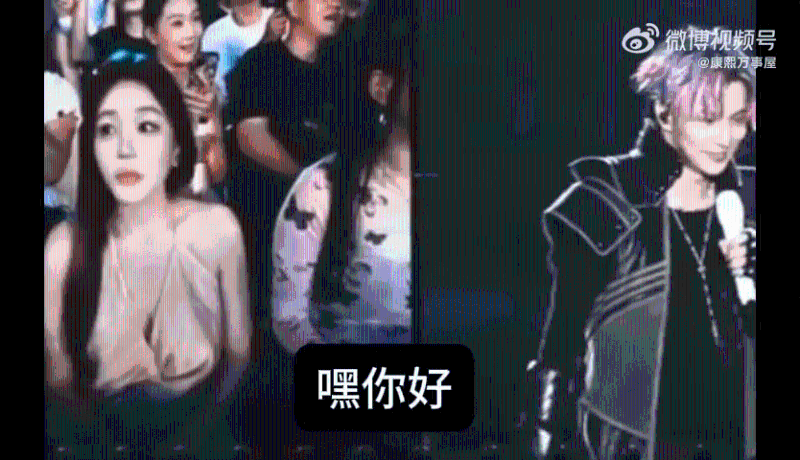 鏡頭就轉(zhuǎn)到臺(tái)下一位衣著性感的美女歌迷。