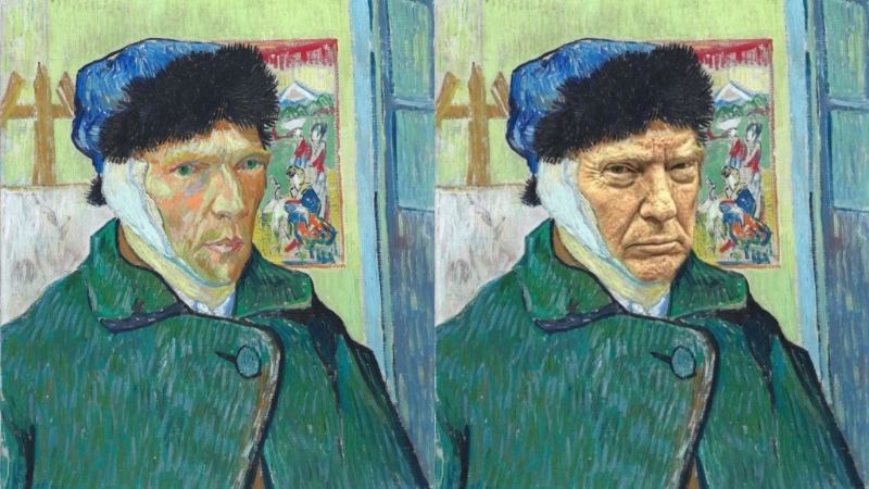 梵高自畫像被P成特朗普的臉 梵高自畫像被P成特朗普的臉