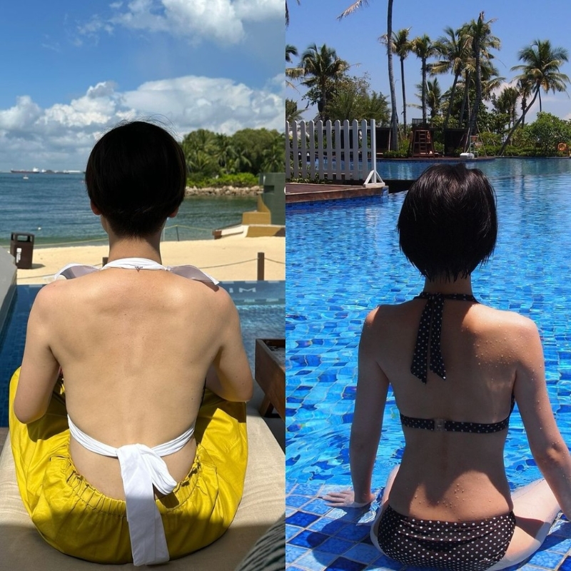 昨日（4日），江美儀在IG上發(fā)布了一張自己今年與12年前的泳裝對(duì)比照。