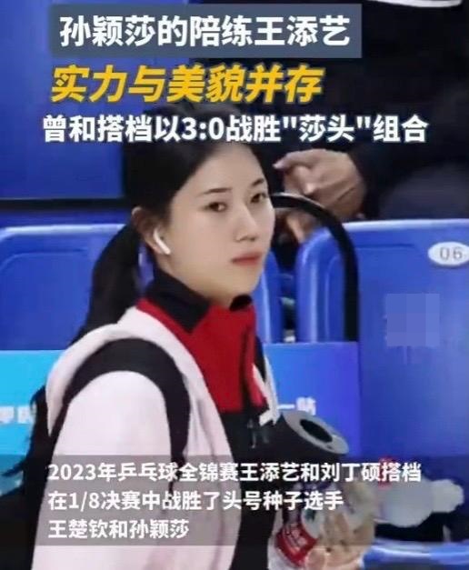 王添藝于2002年出生，這次以陪練員的身分隨隊(duì)出征巴黎奧運(yùn)，也是中國(guó)女子乒乓球4位陪練員中年齡最小的。