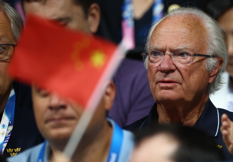 瑞典國王卡爾十六世．古斯塔夫入場加持。路透社