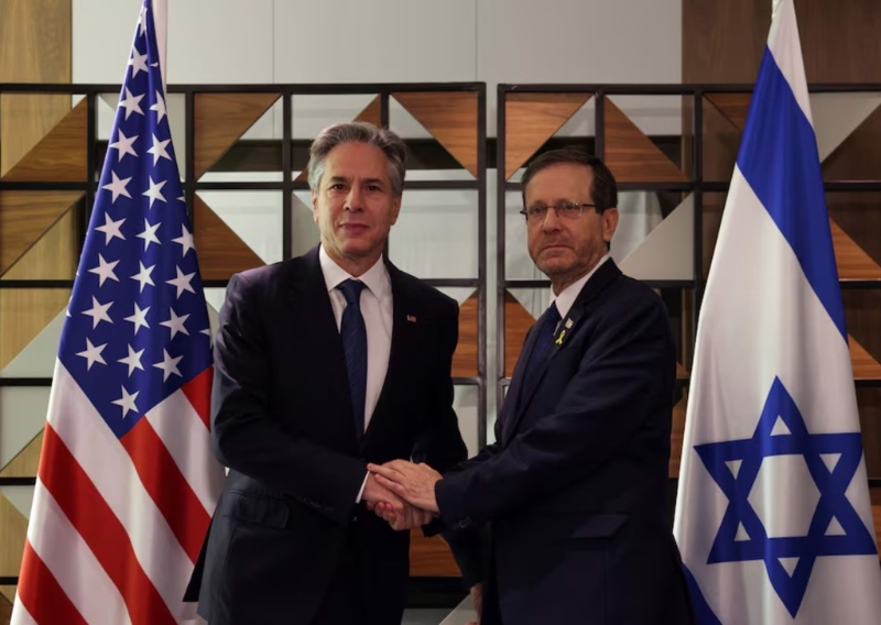 美國國務卿布林肯抵達耶路撒冷，與以色列總統(tǒng)赫爾佐格見面