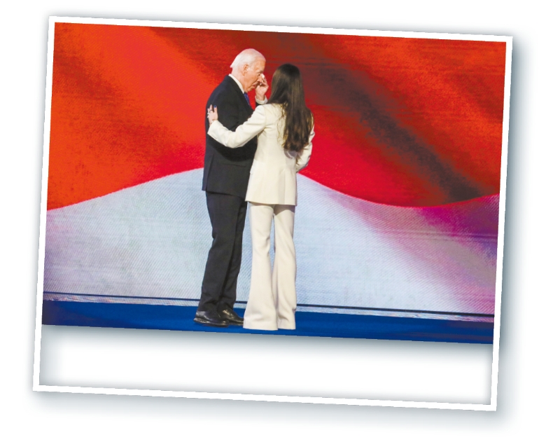 拜登在女兒陪同下上臺(tái)演講