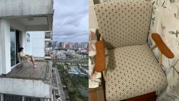 初中女生淡定坐18樓“無邊”陽臺 初中女生淡定坐18樓“無邊”陽臺