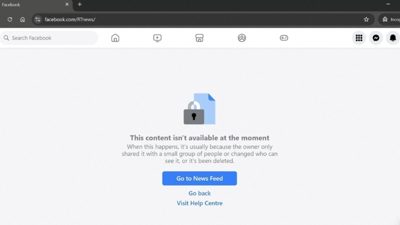 Facebook RT帳號(hào)消失。