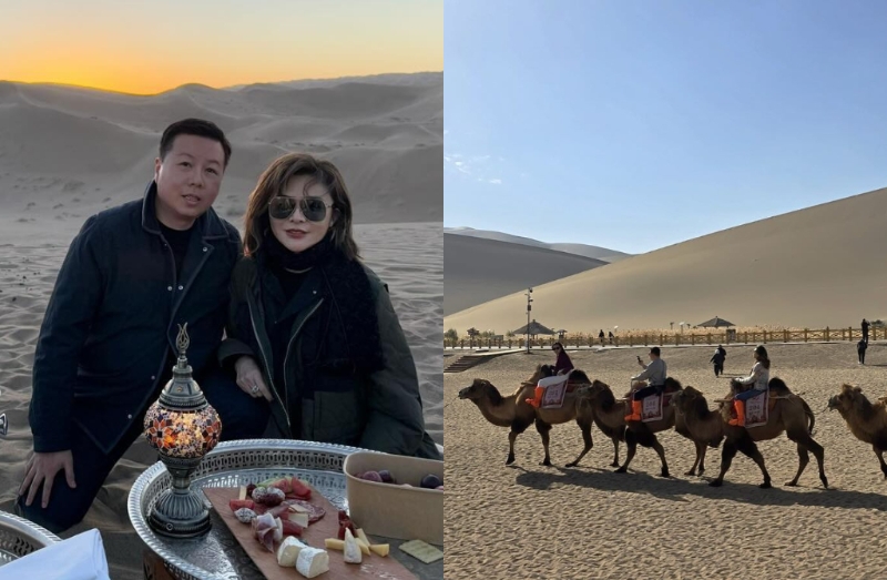 關之琳與雷兆光同游敦煌。