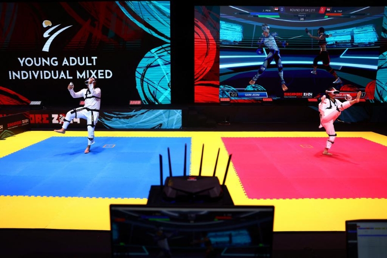 虛擬運動賽能降低運動受傷風險，圖為本月舉行的虛擬跆拳道世界錦標賽。