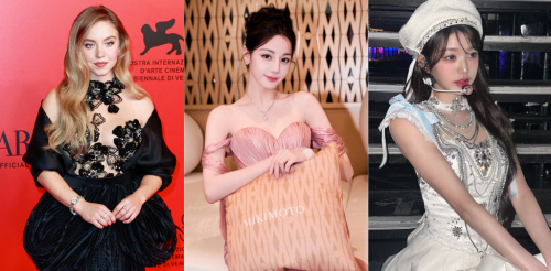 第六到四名則由席妮史威尼（左起）、中國女星迪麗熱巴以及IVE成員張員瑛拿下。