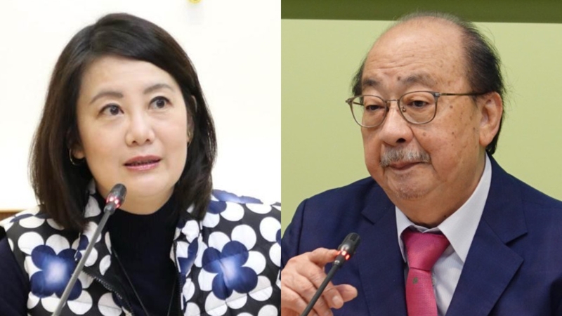 圖為民進(jìn)黨“立院”黨團(tuán)總召柯建銘（右）與干事長吳思瑤（左）。