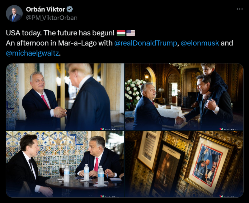 歐爾班9日在社交媒體X上發(fā)帖。