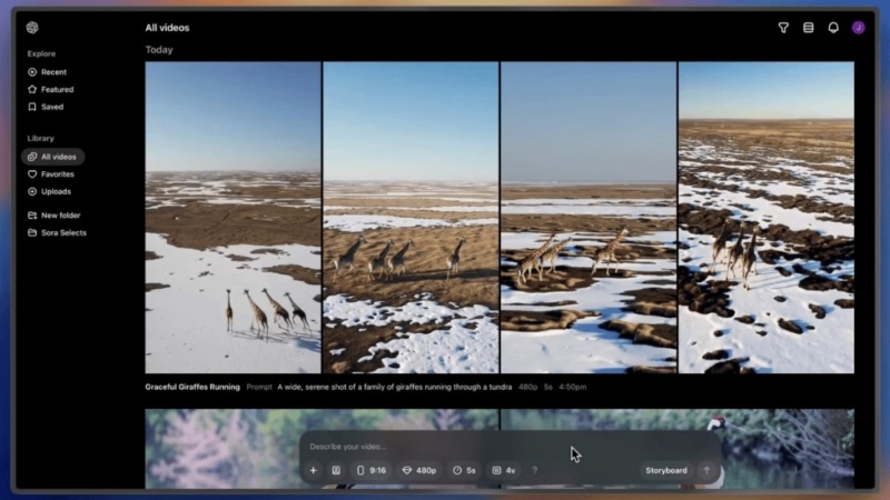 OpenAI周一推出文字生成影片的人工智能（AI）模型Soa的新版本Sora Turbo。網(wǎng)圖