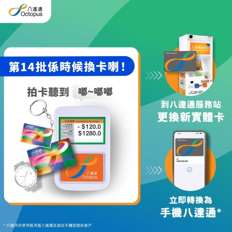 拍卡提示聲響用作提醒市民于三個(gè)月內(nèi)盡快更換新的八達(dá)通卡，而用戶舊有八達(dá)通卡內(nèi)的按金、余額、服務(wù)及優(yōu)惠均可轉(zhuǎn)移至新卡上。