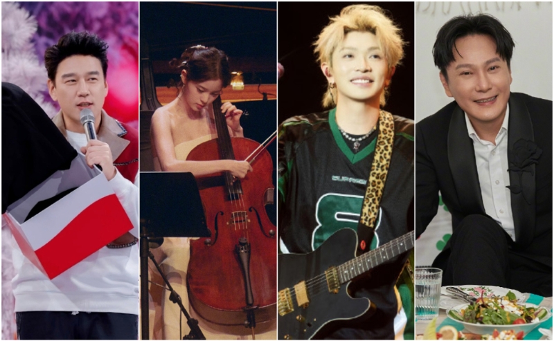 《央視》跨年陣容，包括臺灣藝人王耀慶(左)、歐陽娜娜(左二)、顏人中(右二)、張信哲(右)。