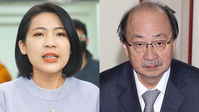 國民黨“立委”徐巧芯（左）揭露，民進(jìn)黨“立院”黨團(tuán)總召柯建銘（右）透過自己隨扈在2013年投資大陸，且掌握相關(guān)證據(jù)。