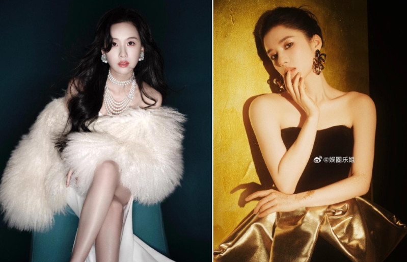 陳都靈（左）一身簡約白裙搭配同色皮草. 至于張婧儀則身穿黑色平口禮服，展現(xiàn)完美的肩頸線條。.png